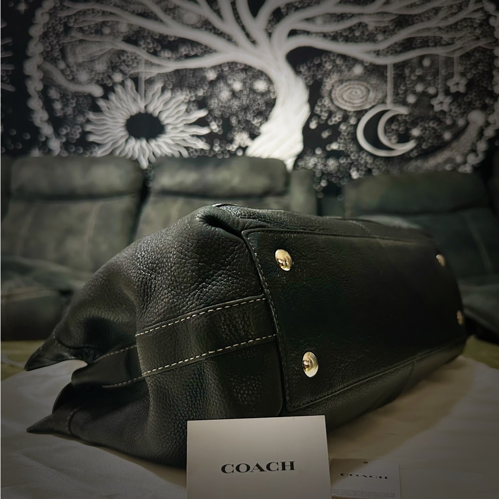Vintage style Y2K Coach Black Leather Tote Bag shoulder bag - Picture 13 of 16
